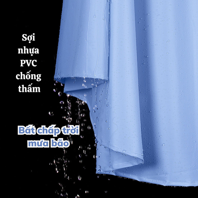 Áo mưa nửa trước trong suốt cho mẹ và bé DELADEP kèm kính chắn mưa, che phủ toàn thân, tà áo siêu rộng siêu bền AMP02