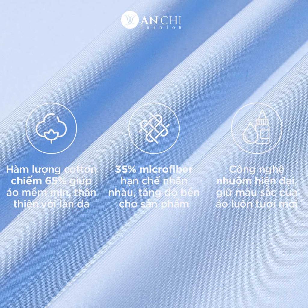 Áo Sơ Mi Nam Dài Tay Trung Niên ANCHI Classic Cotton Trơn Màu Xanh Nhạt Cao Cấp