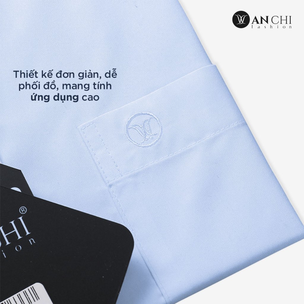Áo Sơ Mi Nam Dài Tay Trung Niên ANCHI Classic Cotton Trơn Màu Xanh Nhạt Cao Cấp