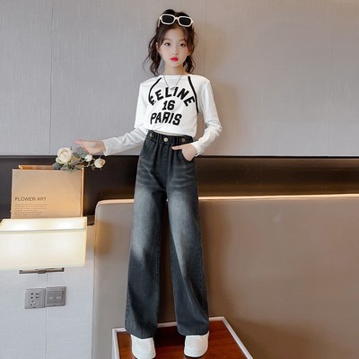 Quần Jean Ống Rộng, Quần Bò Ống Xuông Phong Cách Thời Trang Cho Các Bé Gái Cao Dưới 1m7 - Babimama - J94