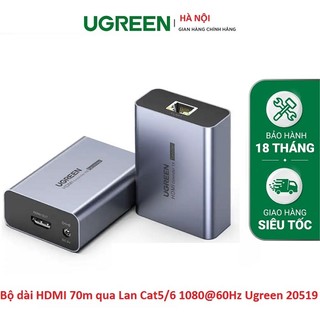 Bộ kéo dài hdmi qua dây mạng cat5/cat6 70met ugreen 20519 cm445 chính hãng