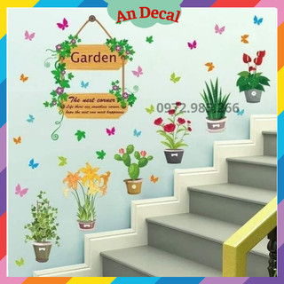 Tranh decal, decal dán tường trang trí phòng khách, cho bé những giỏ hoa xinh xắn TT23