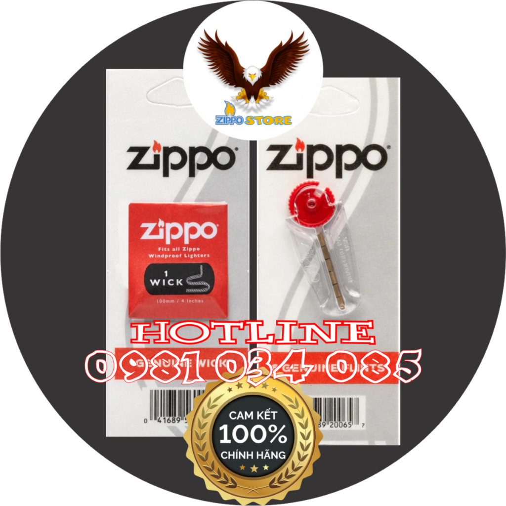 Đá lửa và Bấc (tim) cho bật lửa Zippo – Made in USA