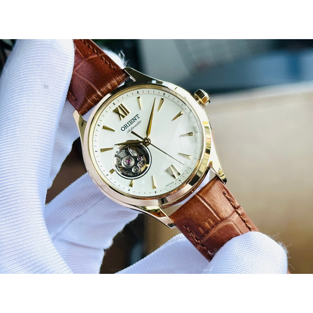 Đồng hồ đôi nam nữ dây da Orient Sun Moon Gen 4 Open Heart RA-AS0010S10B và RA-AG0728S