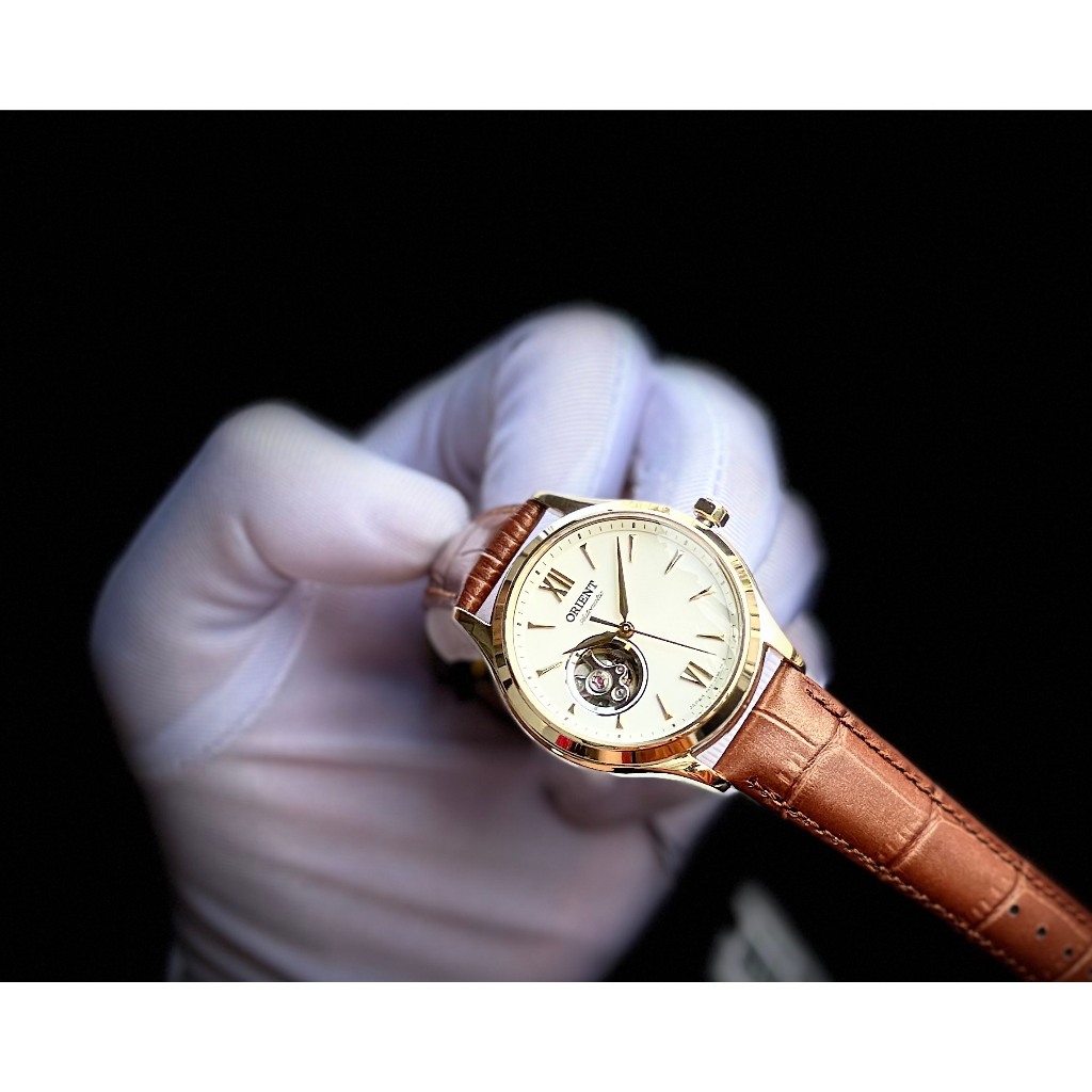 Đồng hồ đôi nam nữ dây da Orient Sun Moon Gen 4 Open Heart RA-AS0010S10B và RA-AG0728S