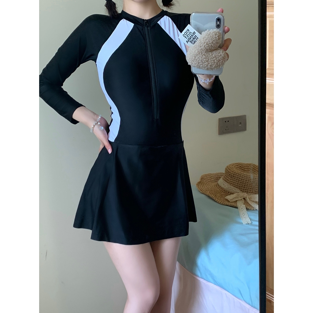 Đồ bơi nữ bikini 1 mảnh dài tay dáng váy có quần trong kín đáo VAKOMA TT126