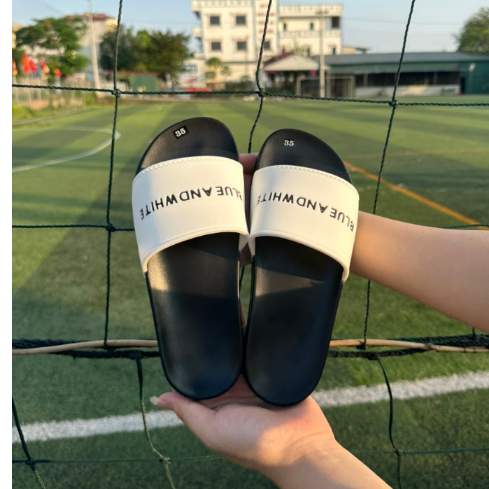 Dép ulzzang Nam Nữ phong cách Hàn Quốc - Dép Quai Ngang Blue And White0