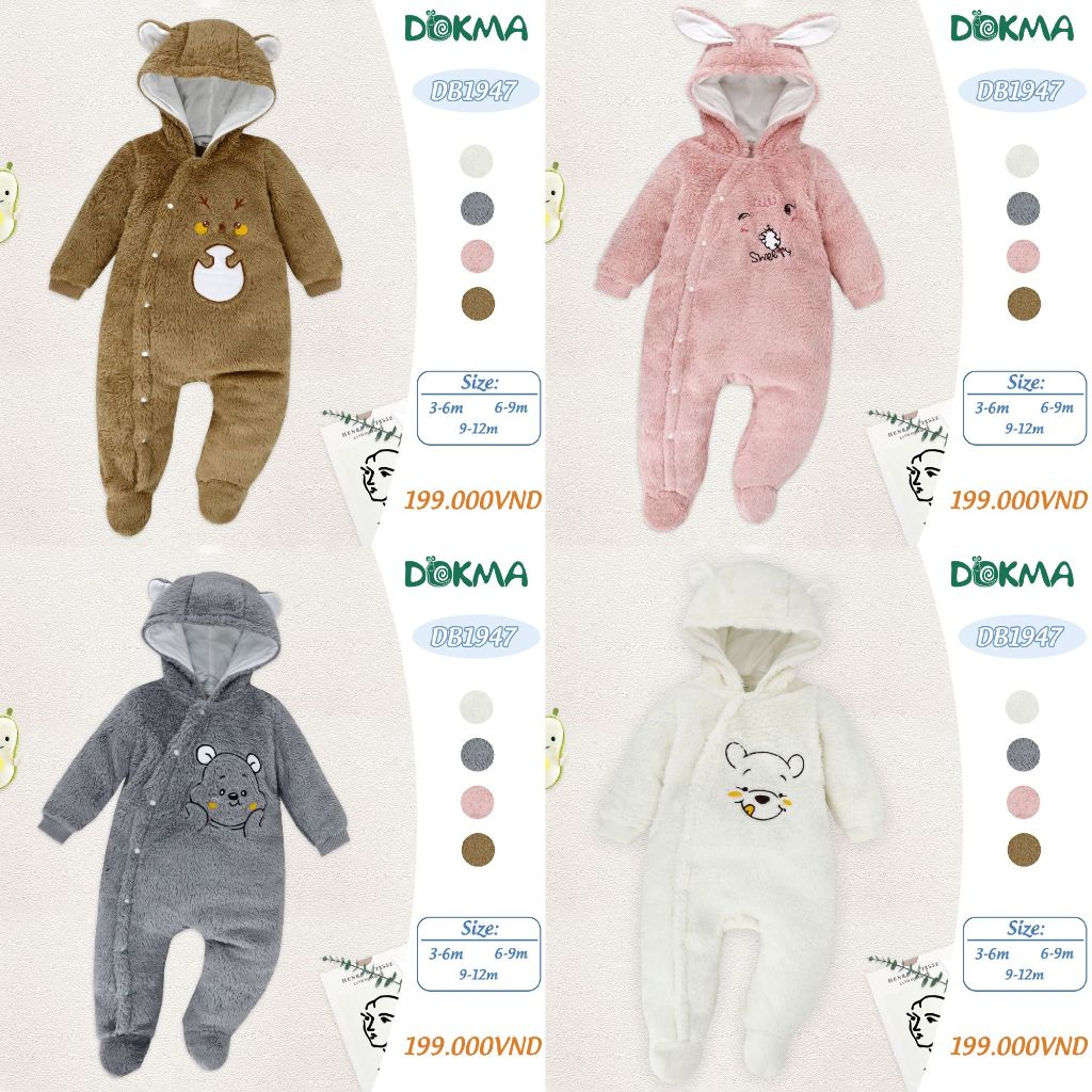 Body lông cừu Dokma DB1947 cho bé dưới 12 tháng