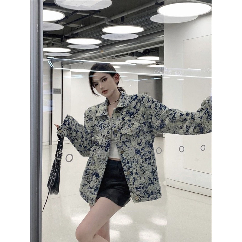 Áo Khoác Jeans Hoạ Tiết Phong Cách Nam Nữ