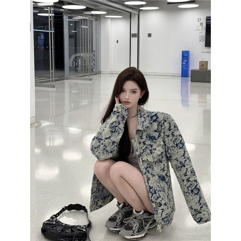 Áo Khoác Jeans Hoạ Tiết Phong Cách Nam Nữ