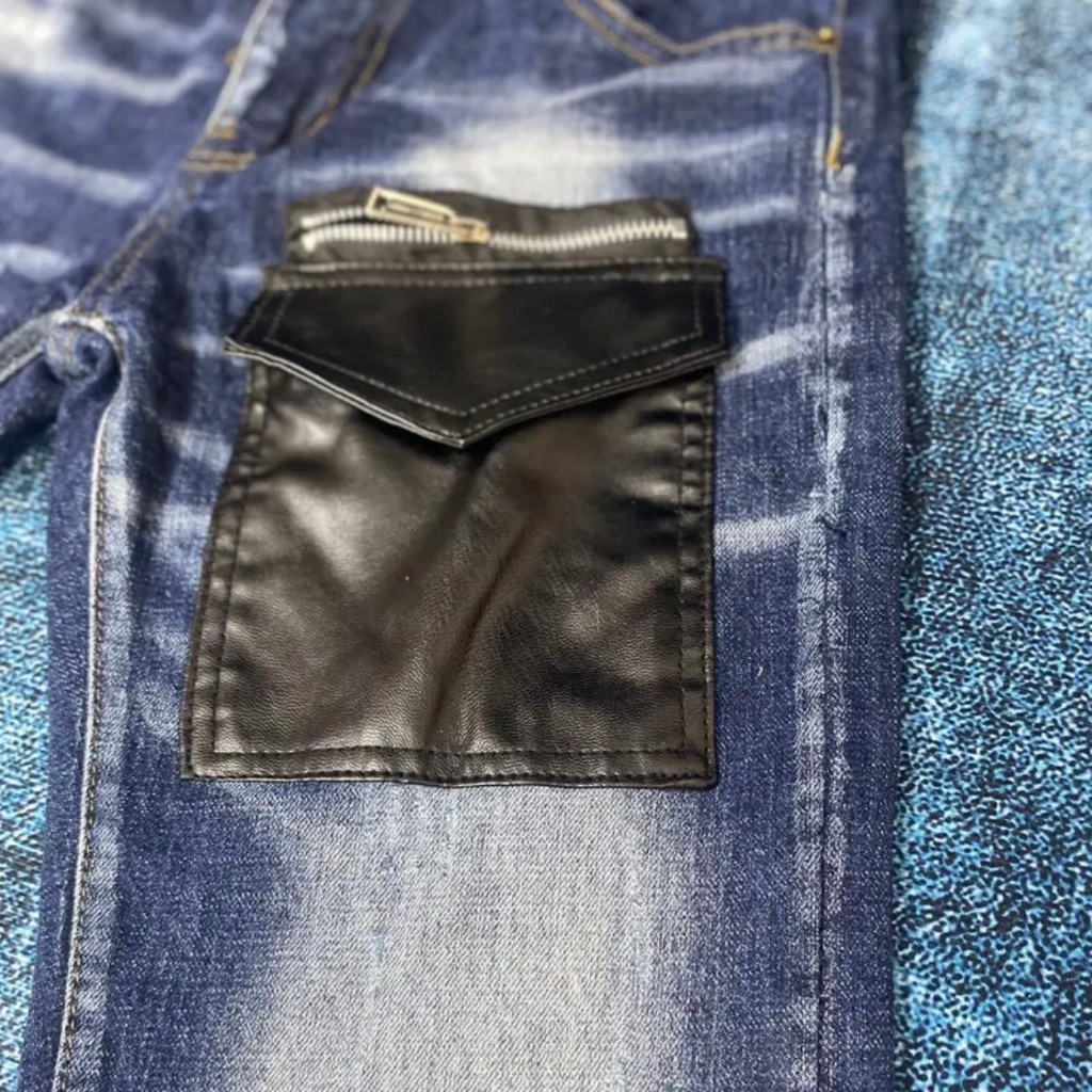 Quần Jean Nam DSQ Xanh Wash Bạc Vá Túi Da Đùi Trước Cực Chất Quần Bò Nam Hottrend 2023