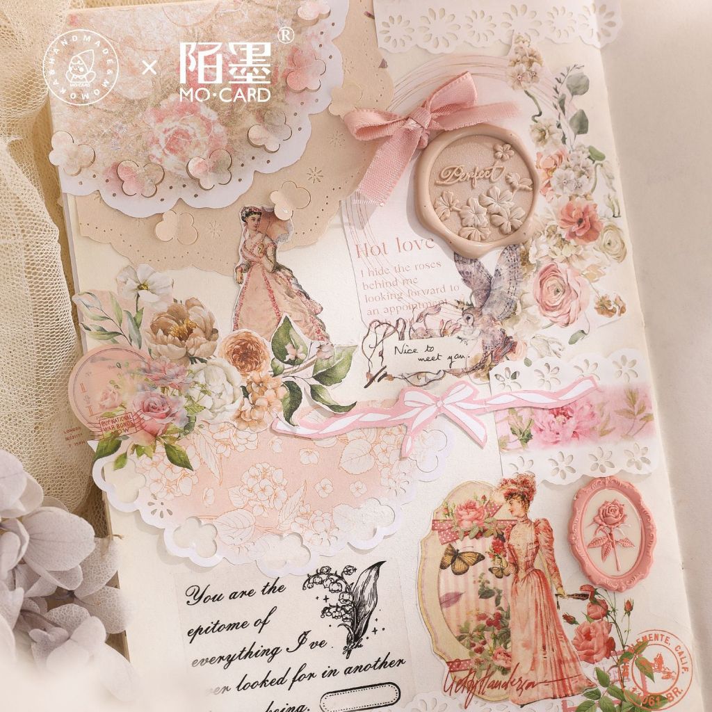 Set giấy ren họa tiết hoa nhí vintage trang trí sổ