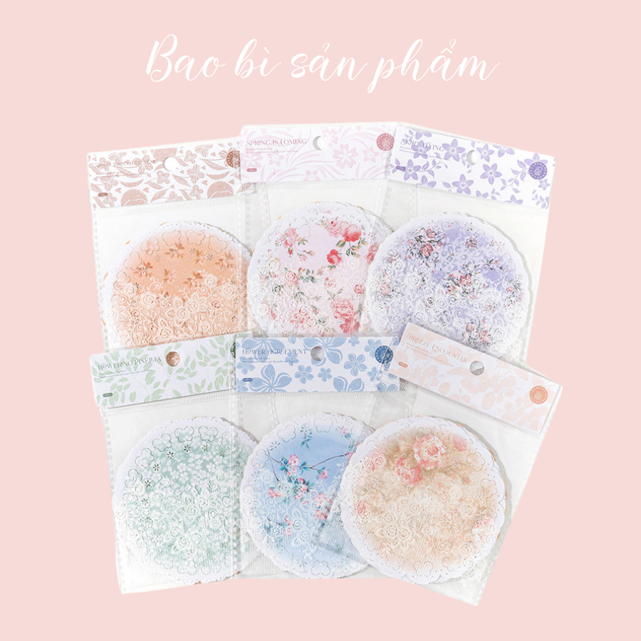 Set giấy ren họa tiết hoa nhí vintage trang trí sổ