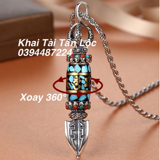 Mặt dây chuyền chày kim cang và lục tự Om mani xoay nguyện cầu hạnh phúc