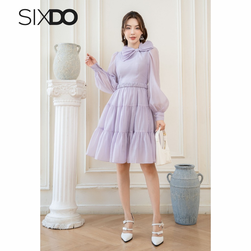 Đầm tơ dáng xòe SIXDO (Light Purple Ruffle Mini Dress)