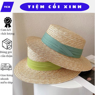 Mũ Cói Gaucho Panama Đi Biển Vintage Nơ Xếp Dễ Thương