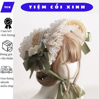 Mũ Cói Phẳng Lolita Làm Thủ Công Cho Bạn Nữ Chụp Ảnh Dễ Thương