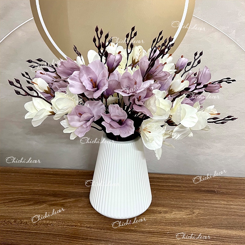 Combo 4 cành hoa diên vĩ + bình  decor, trang trí nhà cửa