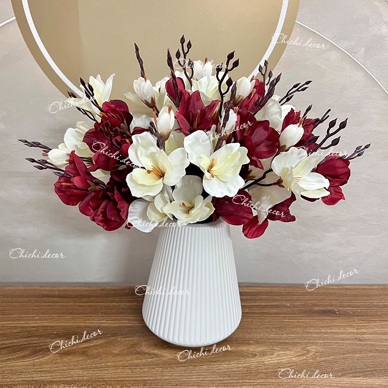Combo 4 cành hoa diên vĩ + bình  decor, trang trí nhà cửa