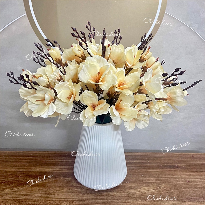 Combo 4 cành hoa diên vĩ + bình  decor, trang trí nhà cửa