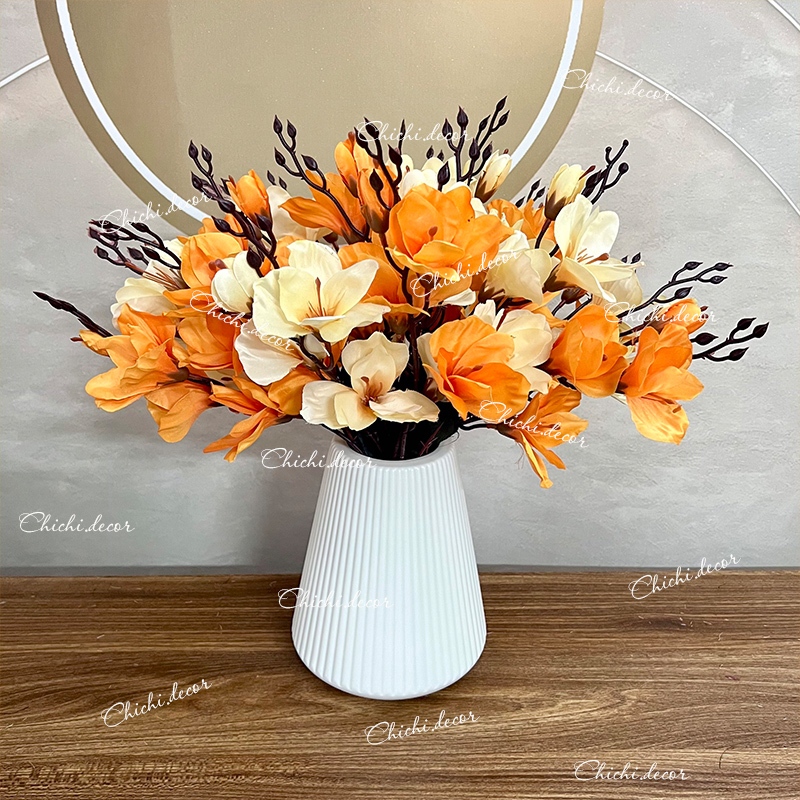 Combo 4 cành hoa diên vĩ + bình  decor, trang trí nhà cửa