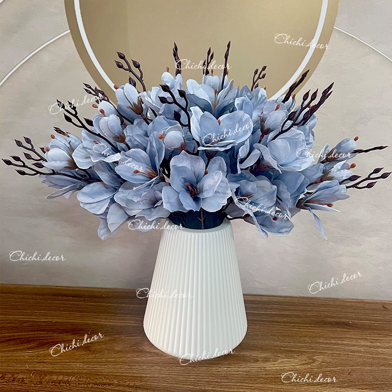 Combo 4 cành hoa diên vĩ + bình  decor, trang trí nhà cửa