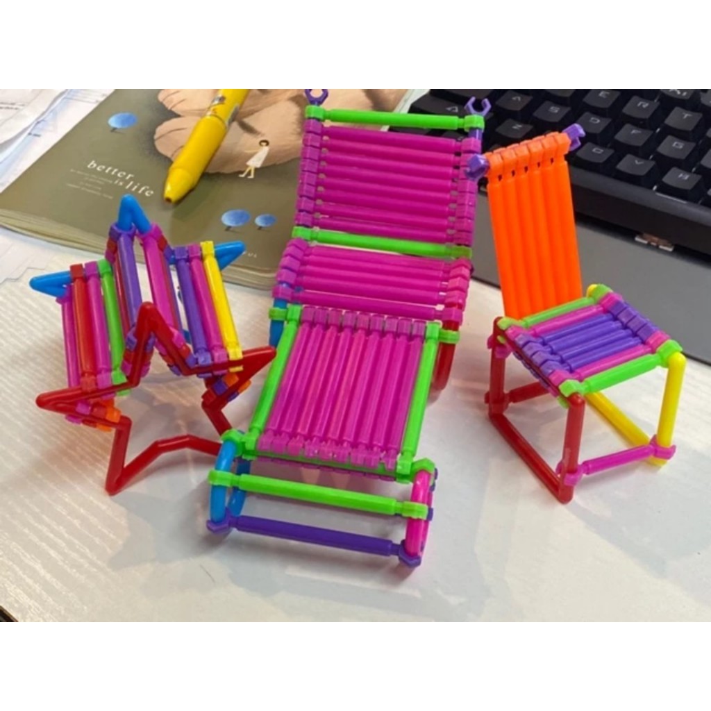 Đồ chơi lắp ráp 600 que 3d sáng tạp cho bé, bộ xếp hình que diêm cho bé sáng tạo.