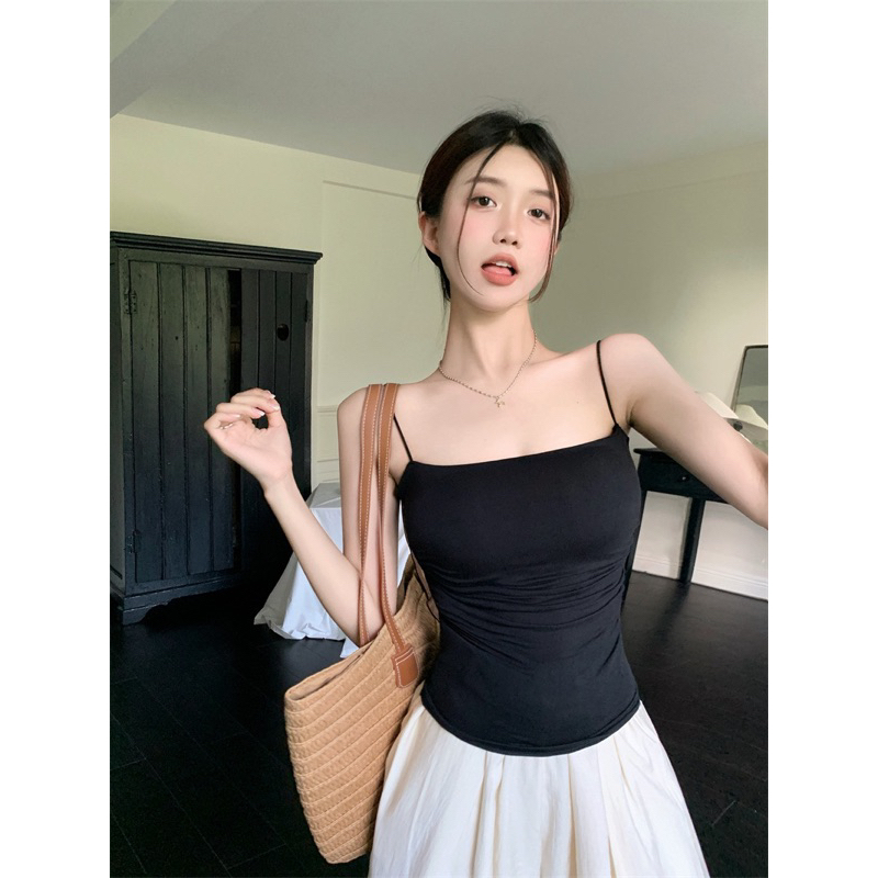 Áo Hai Dây Nhún Eo Thun Lạnh Có Đệm QC