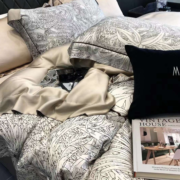 Bộ chăn ga tencel mark cross Hlhome bedding phong cách đồng quê