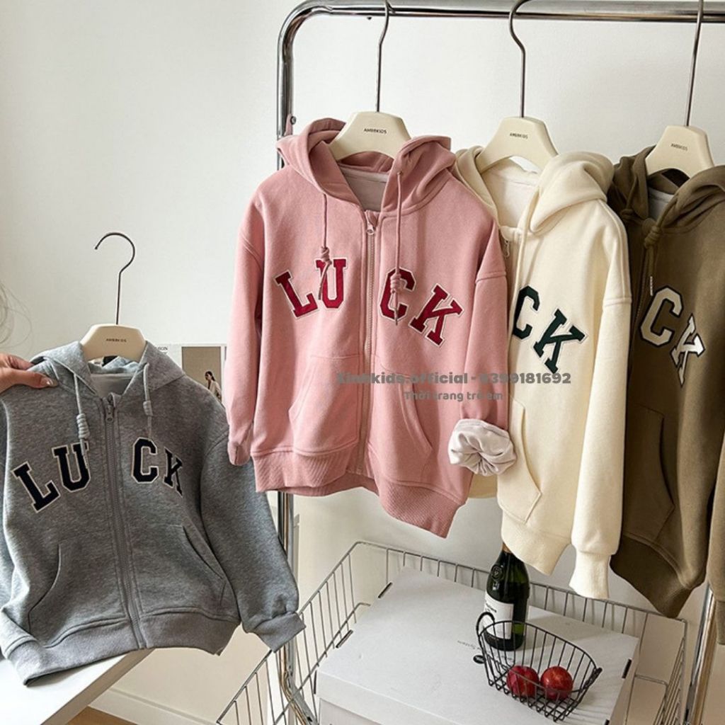 Áo khoác cho bé gái kiểu dáng hoodie cá tính , áo cardigan cho bé gái chất nỉ bông cao cấp