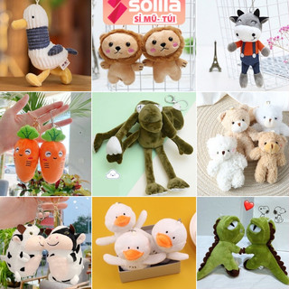 Móc khóa gấu bông bò sữa , vịt , khủng long treo balo túi xách đôi cute dễ thương - solila.vn