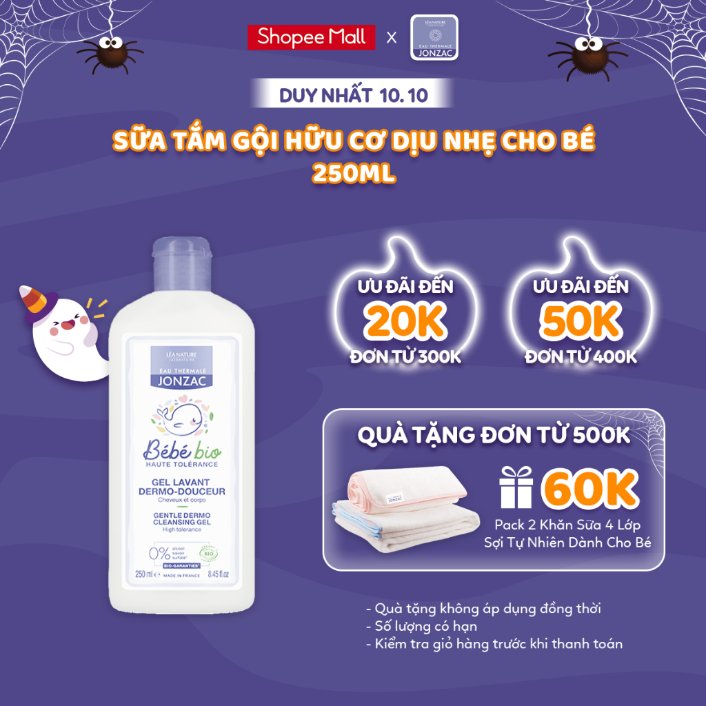 Sữa Tắm Gội Hữu Cơ Dịu Nhẹ Cho Bé Eau Thermale Jonzac Bébé Bio Gentle Dermo Cleansing Gel 250 - 500ml