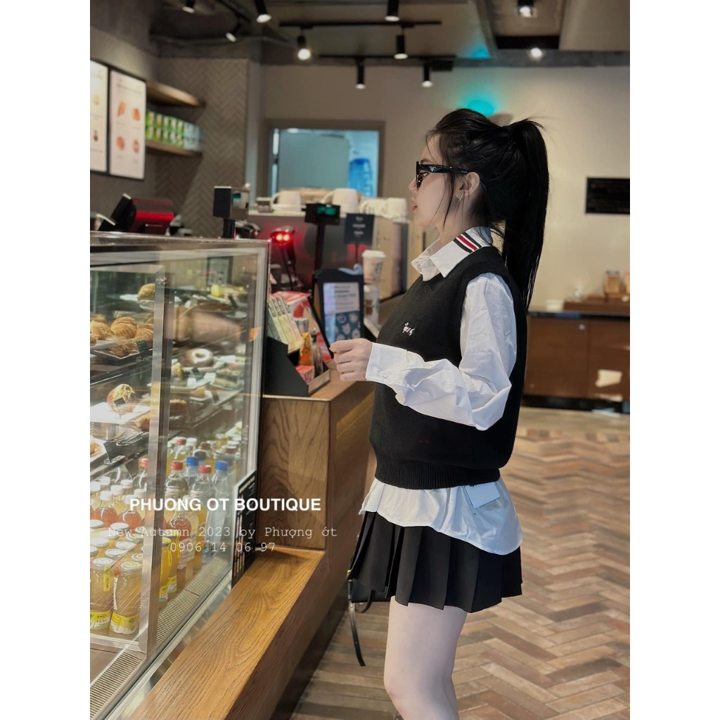 SET ÁO LEN GHI LE KÈM SƠ MI THOM