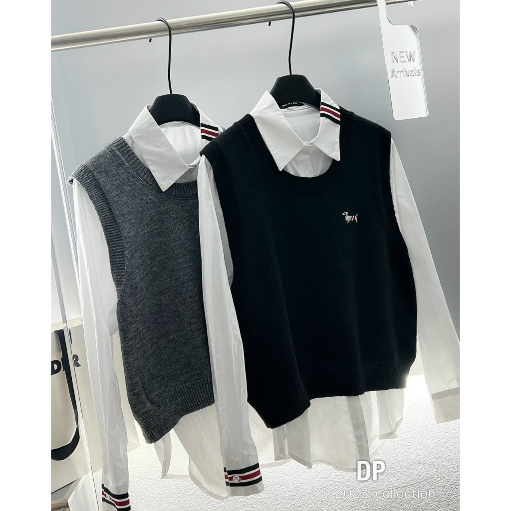 SET ÁO LEN GHI LE KÈM SƠ MI THOM