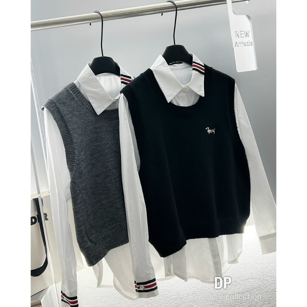 SET ÁO LEN GHI LE KÈM SƠ MI THOM