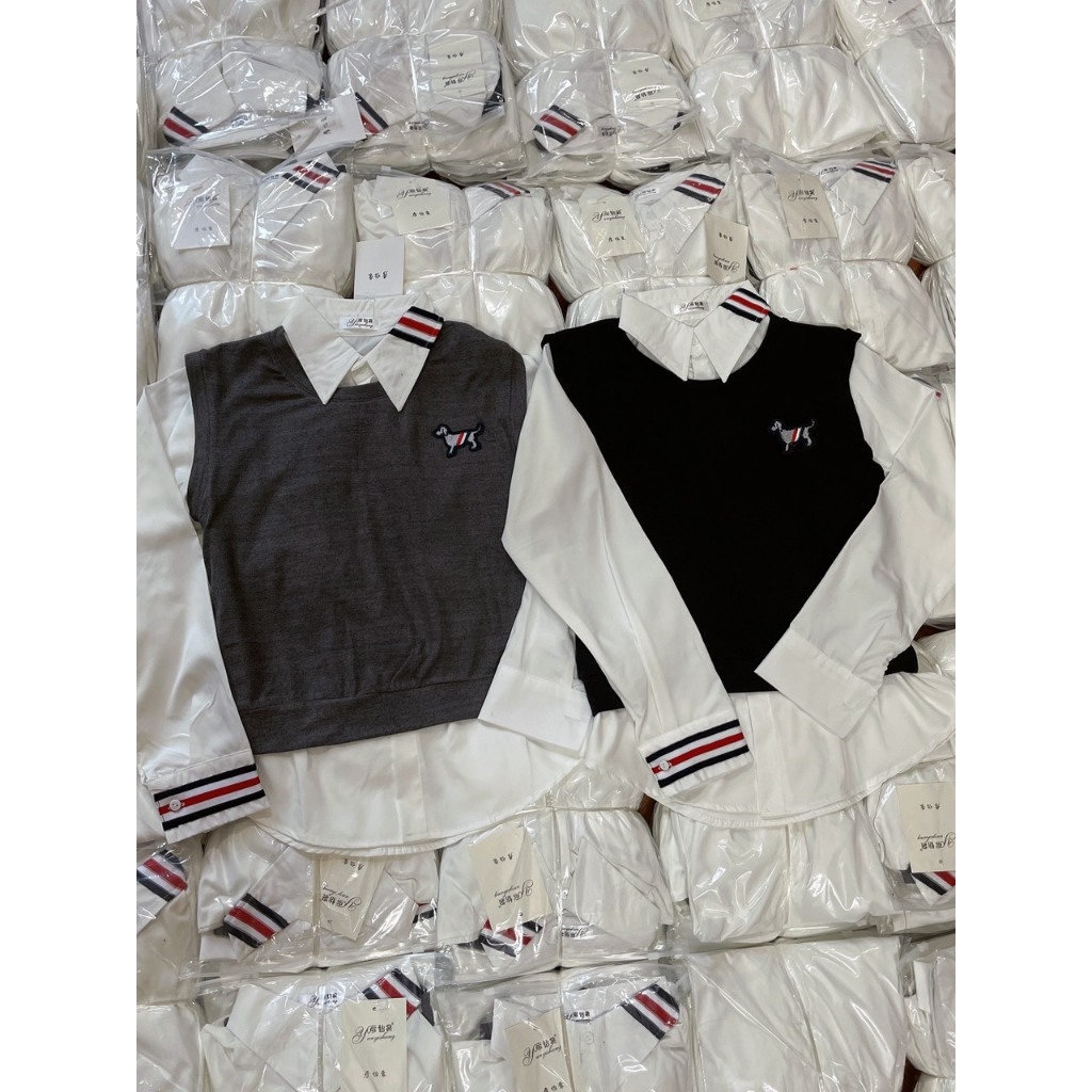 SET ÁO LEN GHI LE KÈM SƠ MI THOM