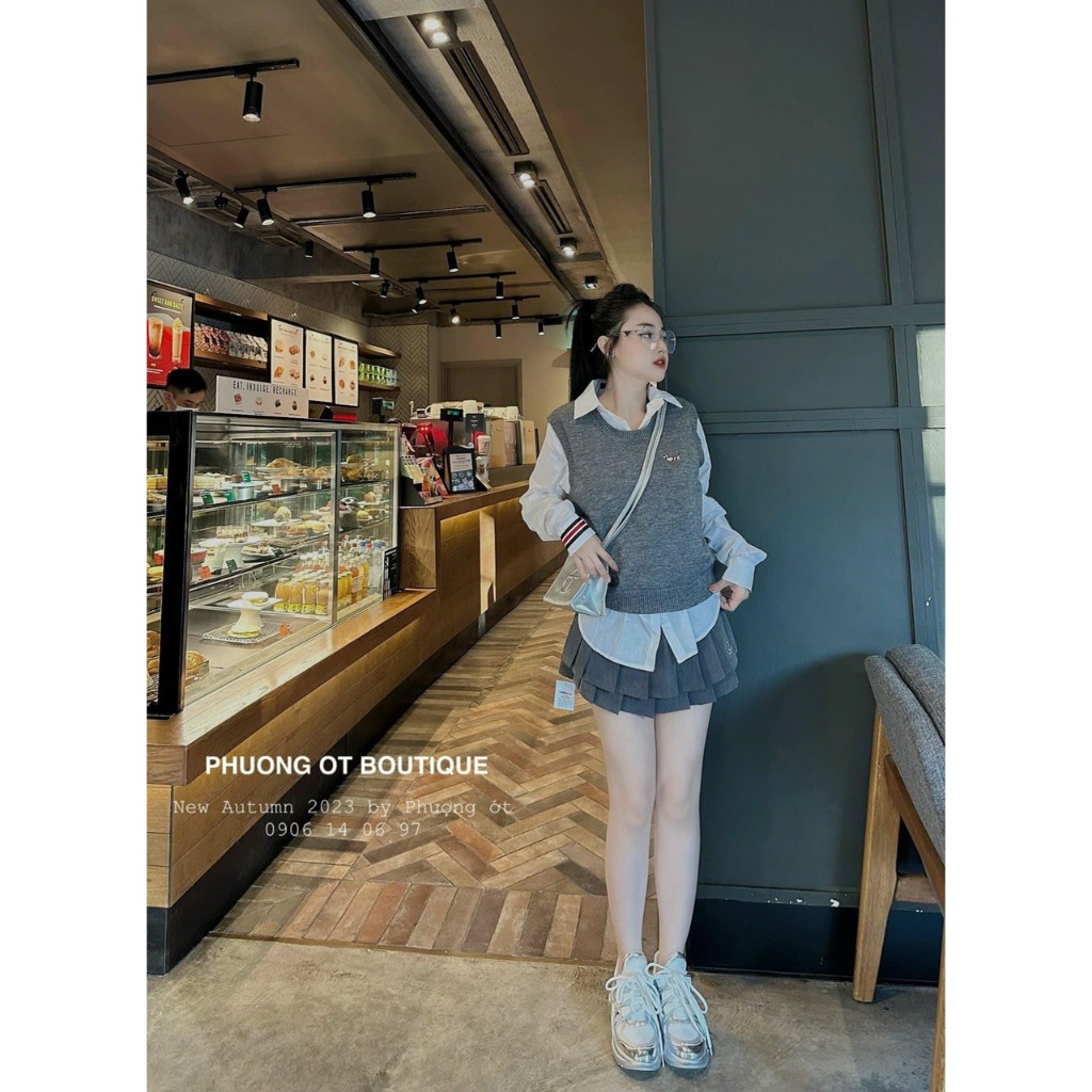 SET ÁO LEN GHI LE KÈM SƠ MI THOM