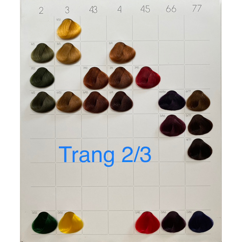 Màu nhuộm cân bằng KUALUONI - Mã màu trang số 3