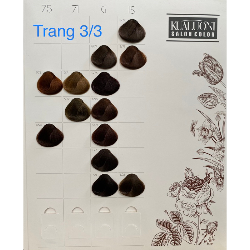 Màu nhuộm cân bằng KUALUONI - Mã màu trang số 3
