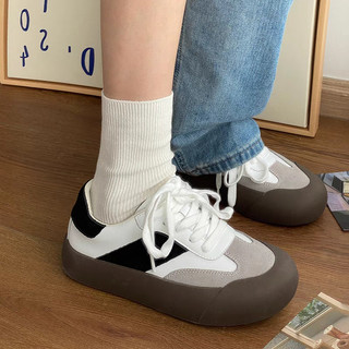 [LOẠI 1] Giày thể thao nữ Ulzzang Shougu mã C3865 cá tính đơn giản màu đen trắng xám độn đế cao 5cm êm mềm thoáng chân