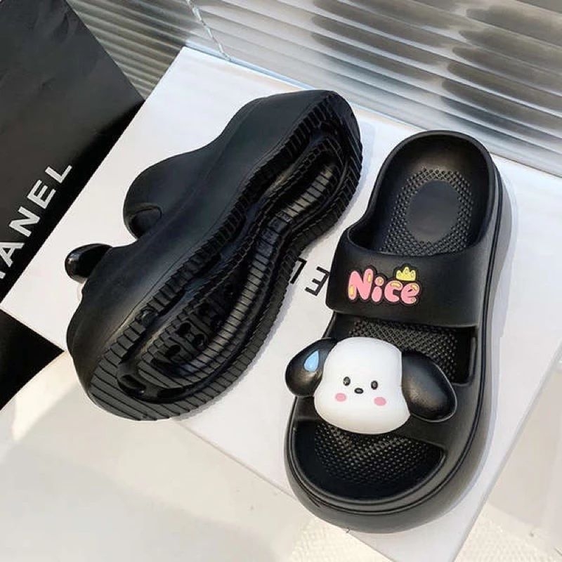 Dép hai quai chú chó dễ thương nhiều màu đế cao 5cm