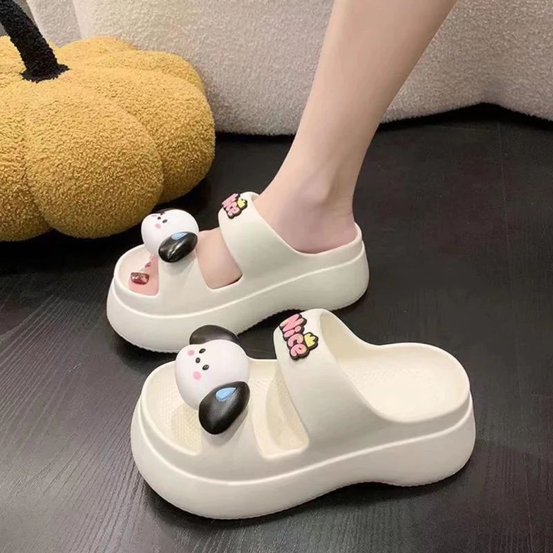 Dép hai quai chú chó dễ thương nhiều màu đế cao 5cm