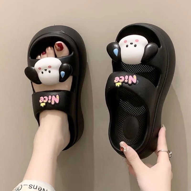 Dép hai quai chú chó dễ thương nhiều màu đế cao 5cm