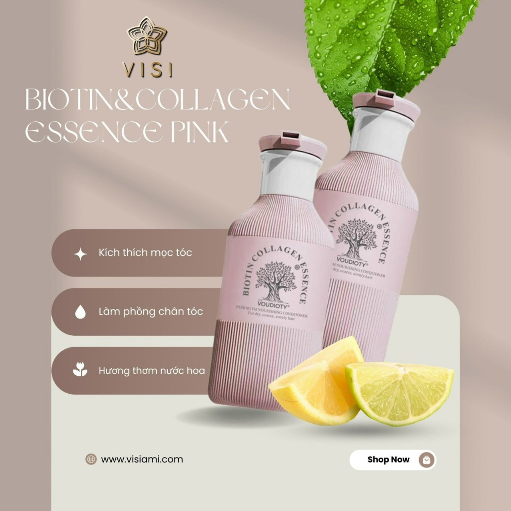 Dầu gội xả phục hồi hương nước hoa Biotin Collagen Voudioty Pink 500ML