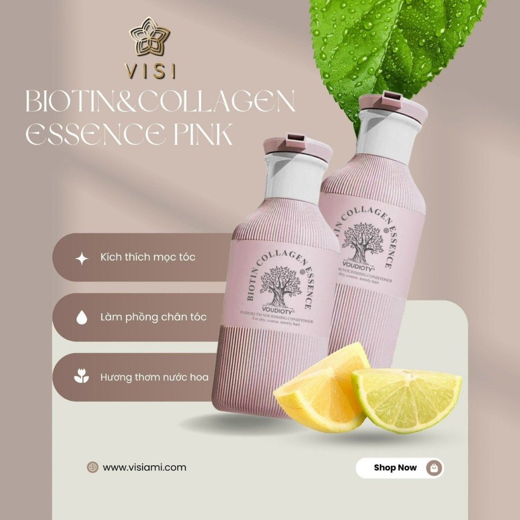 Dầu gội xả phục hồi hương nước hoa Biotin Collagen Voudioty Pink - Blue 500ML