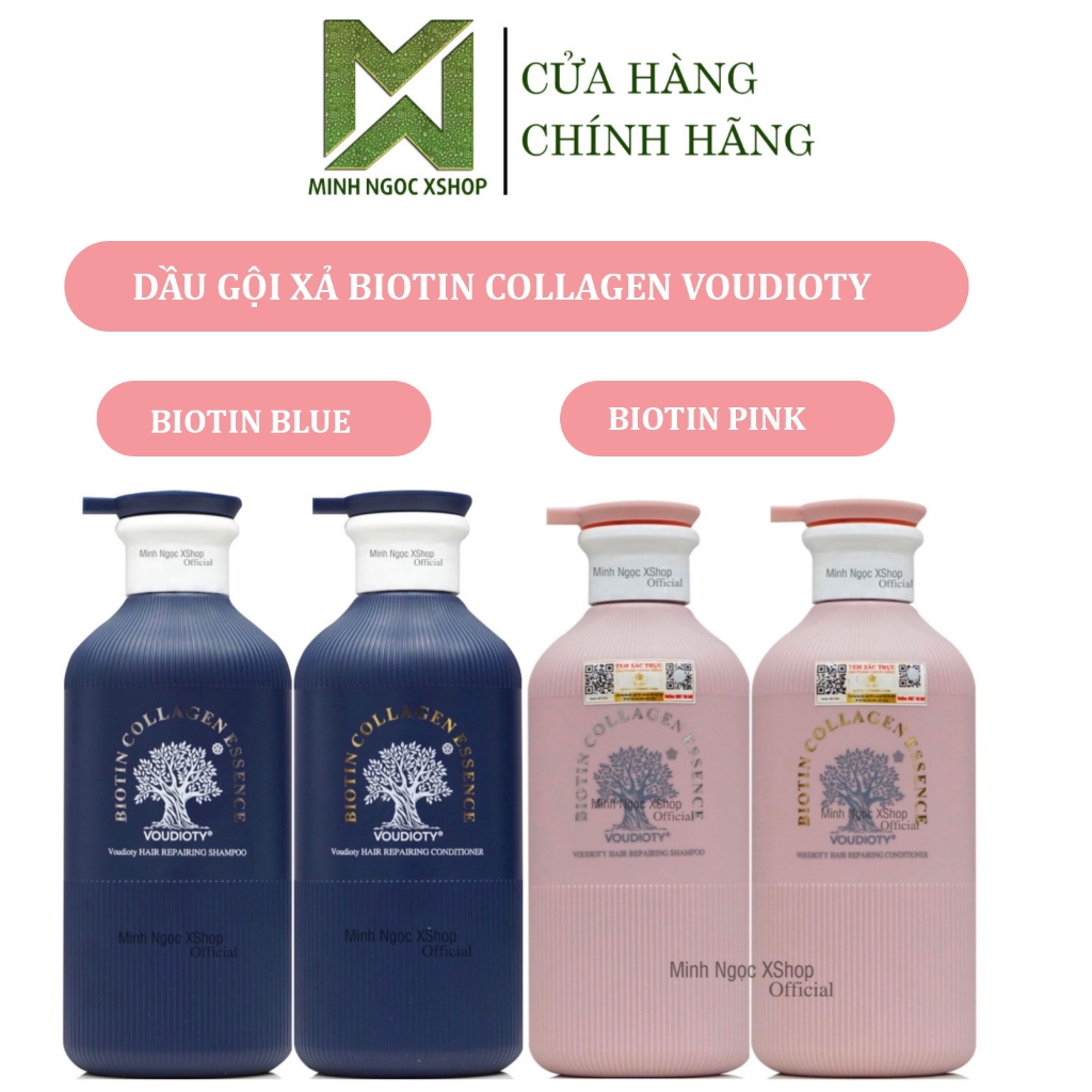 Dầu gội xả phục hồi hương nước hoa Biotin Collagen Voudioty Pink - Blue 500ML