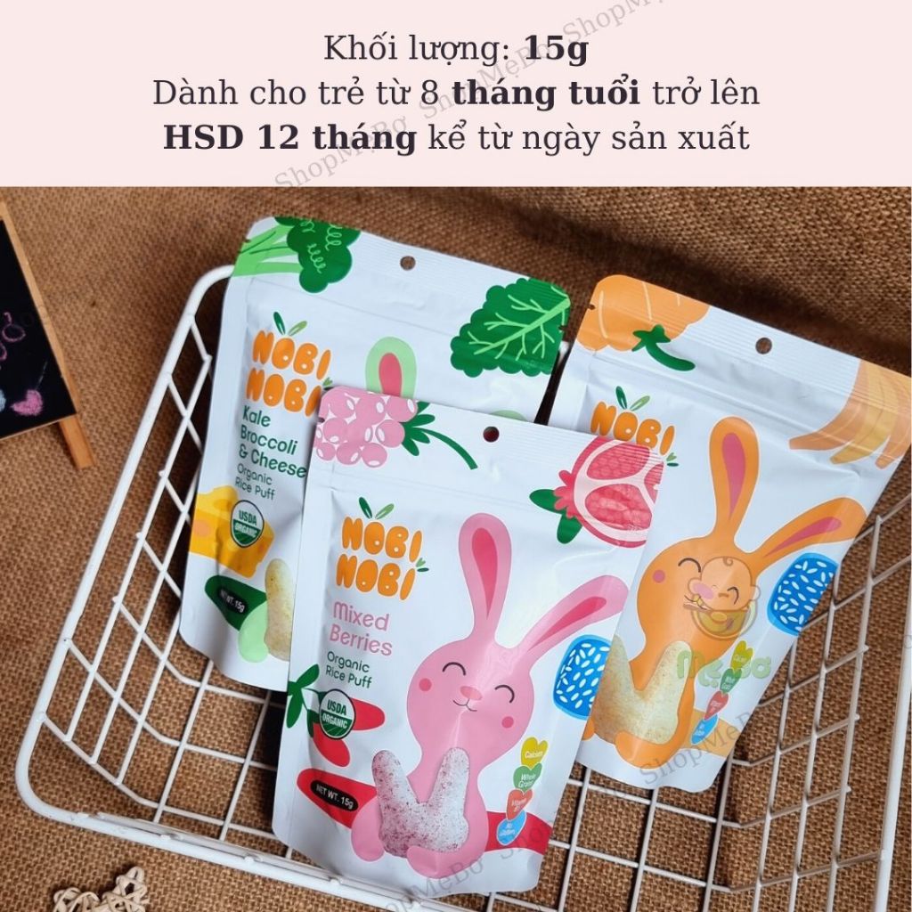 BÁNH GẠO HỮU CƠ NOBI NOBI 8M+ 15g