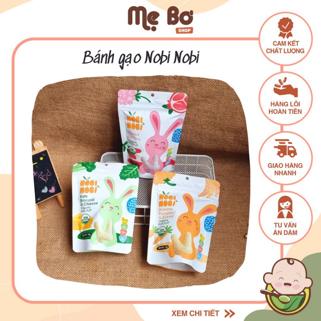 BÁNH GẠO HỮU CƠ NOBI NOBI 8M+ 15g