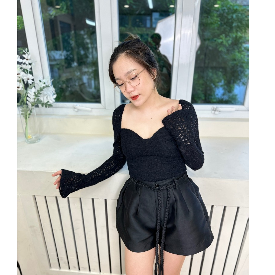 Áo ren BIGSIZE nữ dài tay cổ rộng VENUSA Store