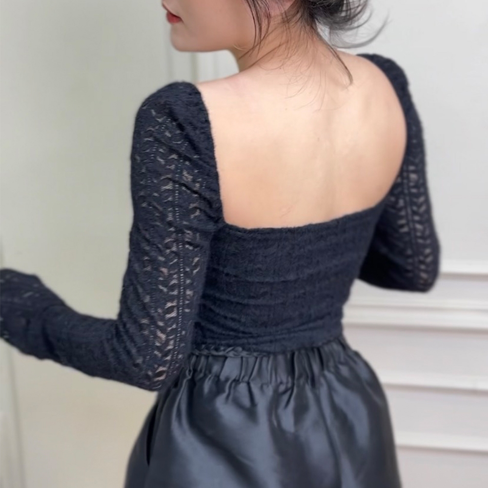 Áo ren BIGSIZE nữ dài tay cổ rộng VENUSA Store